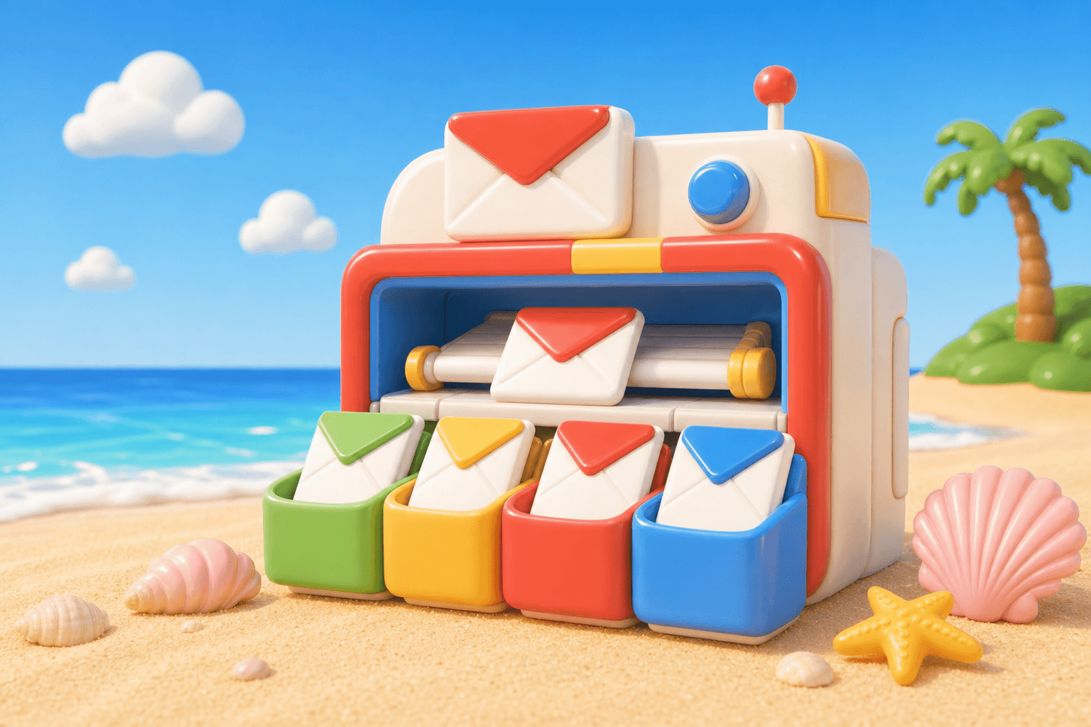 Server rack sorting email envelopes by verification verdict