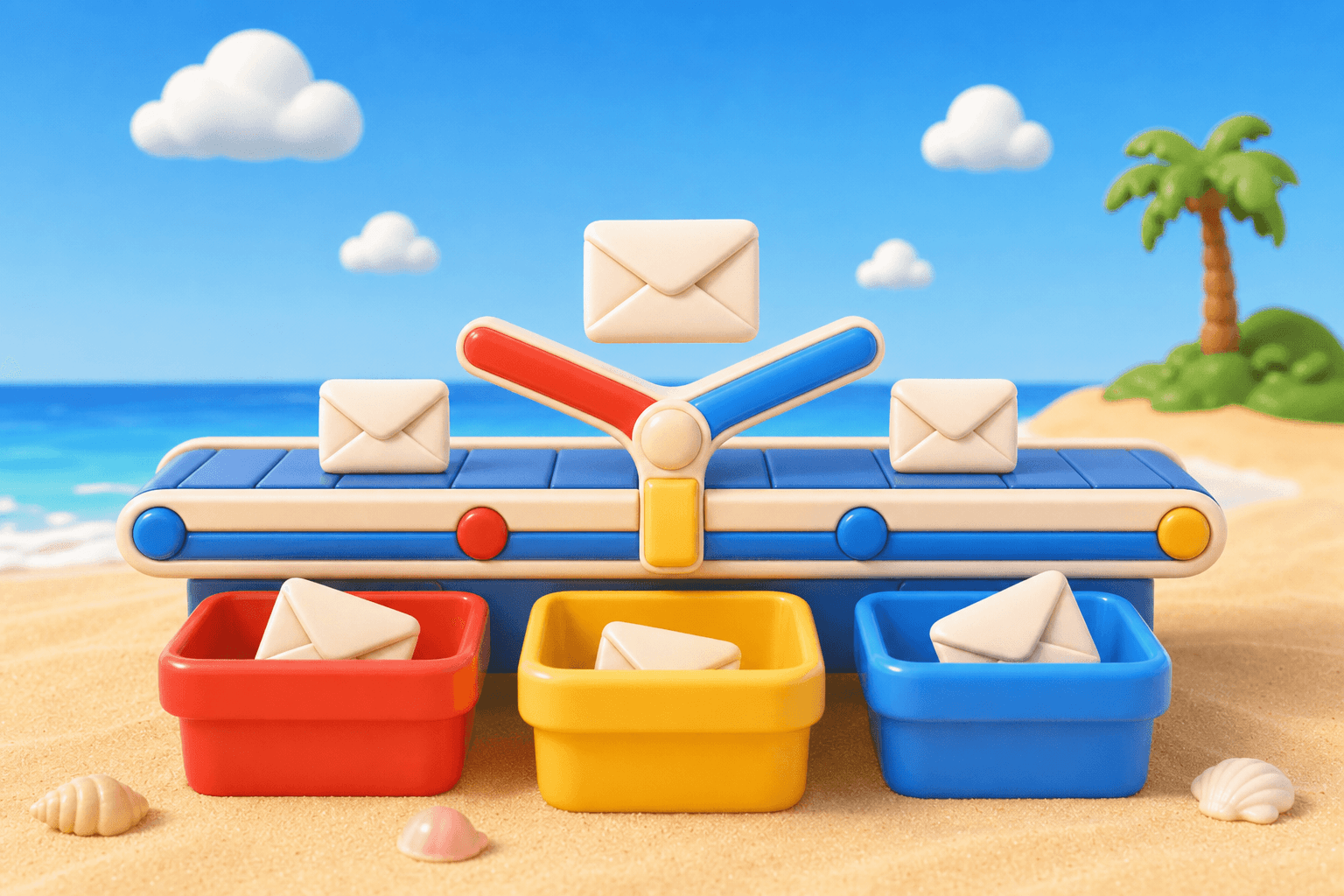 Envelopes being sorted by email risk level