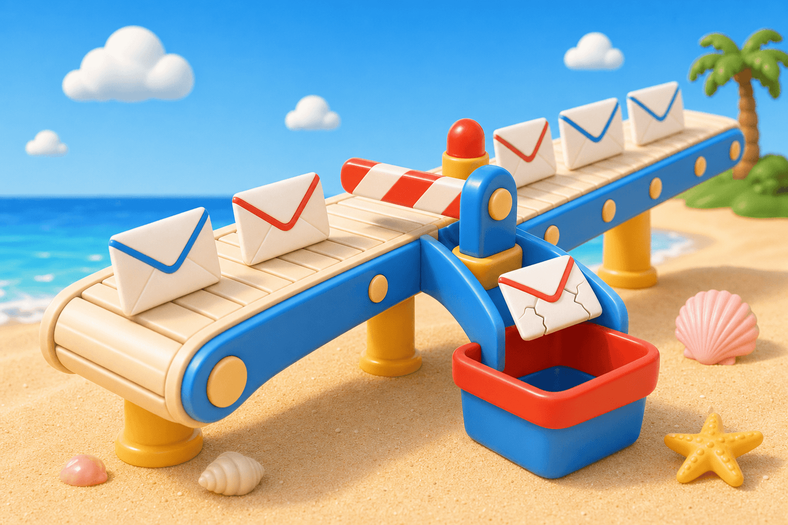 Email conveyor belt separating blocked addresses from clean sends