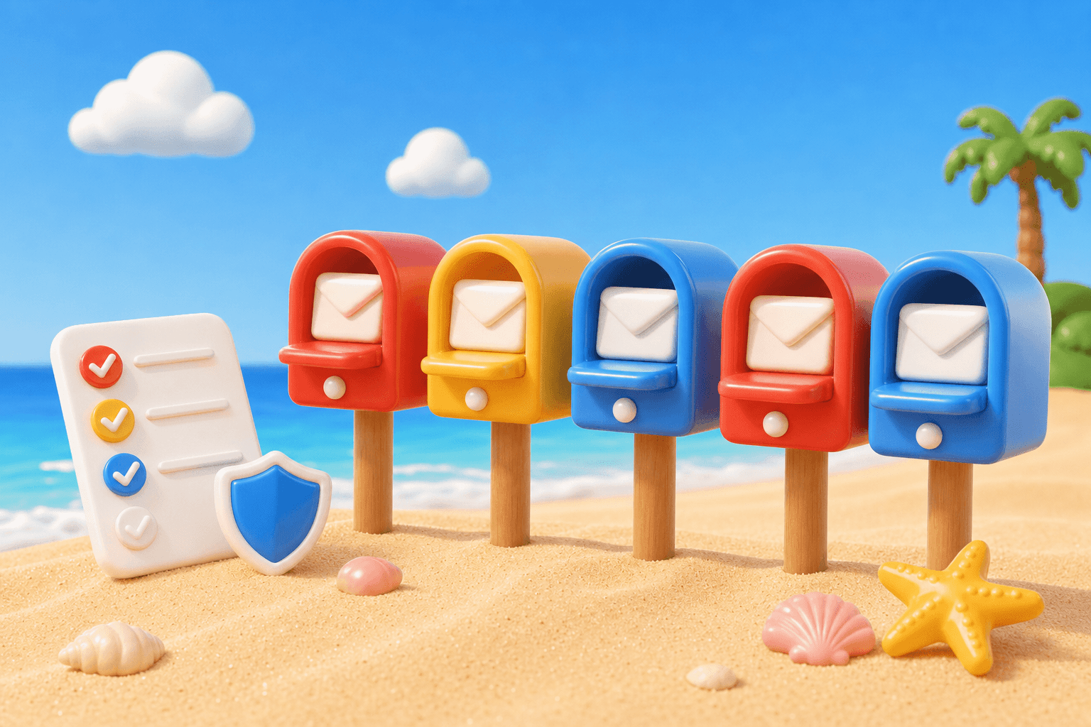 Cold email mailboxes with a setup checklist and shield