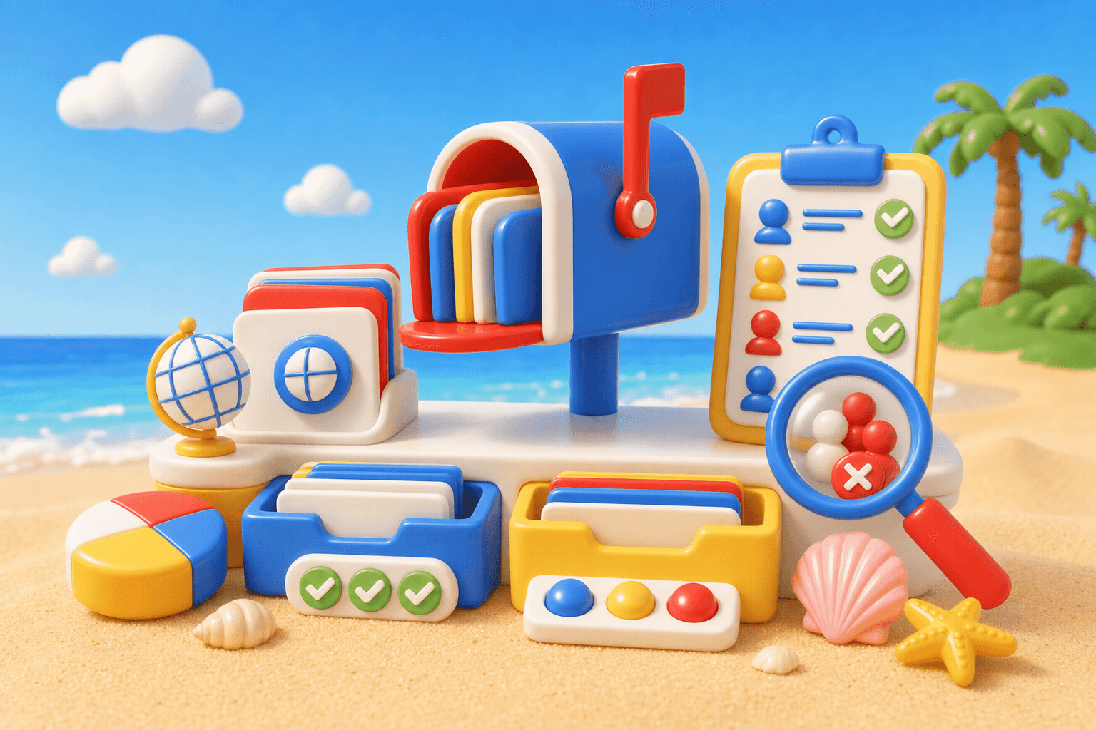 Cold email setup desk with domains, inboxes, DNS checks, and verified prospect list