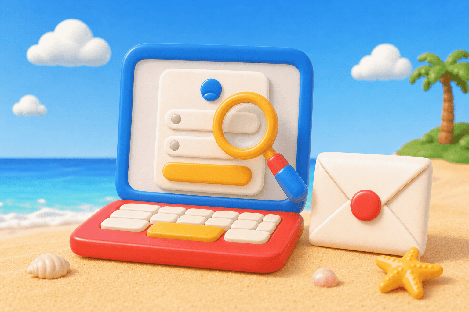 Magnifying glass checking an email address before sending a confirmation email