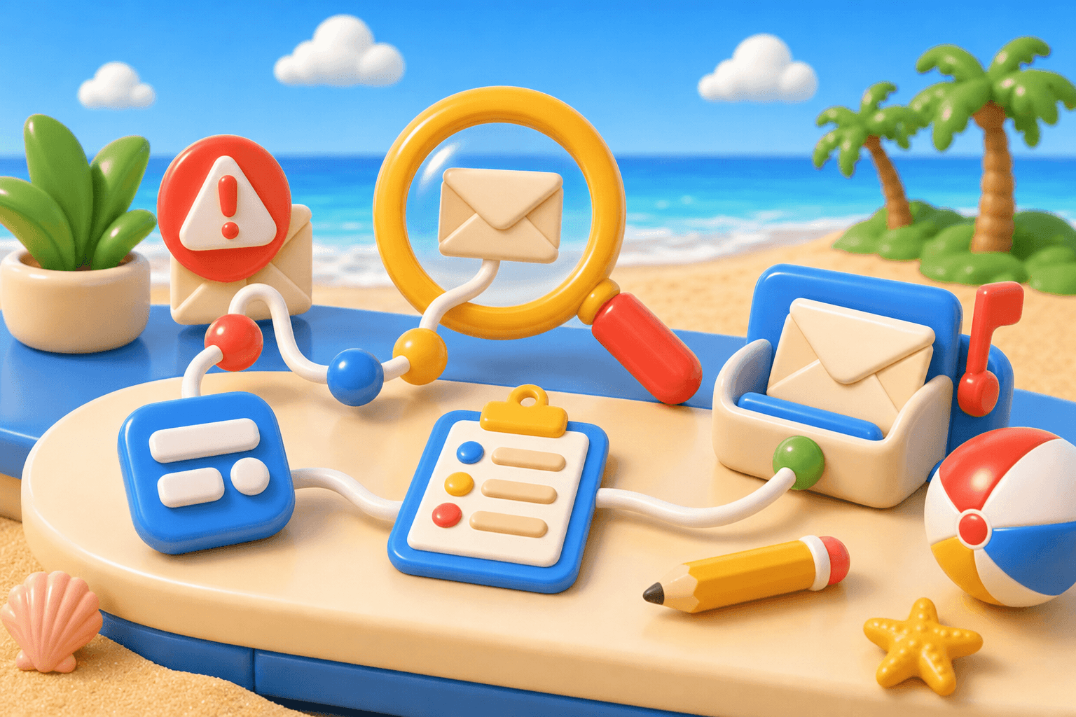 Magnifying glass reviewing an email path and deliverability signals