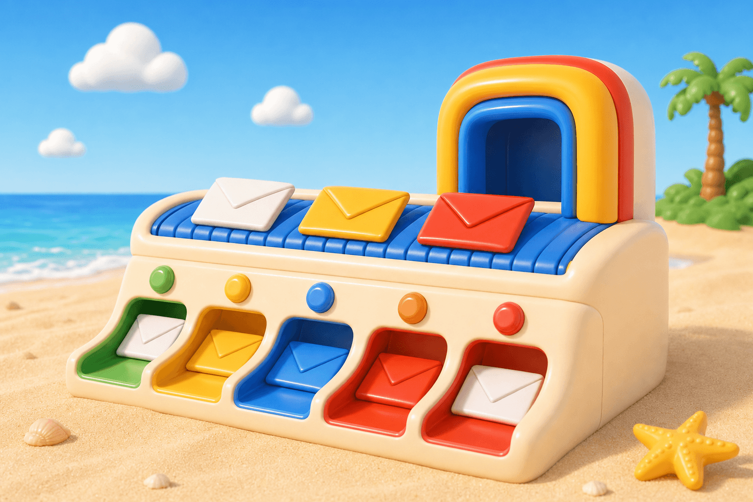 Mail sorting panel routing envelopes by email risk level