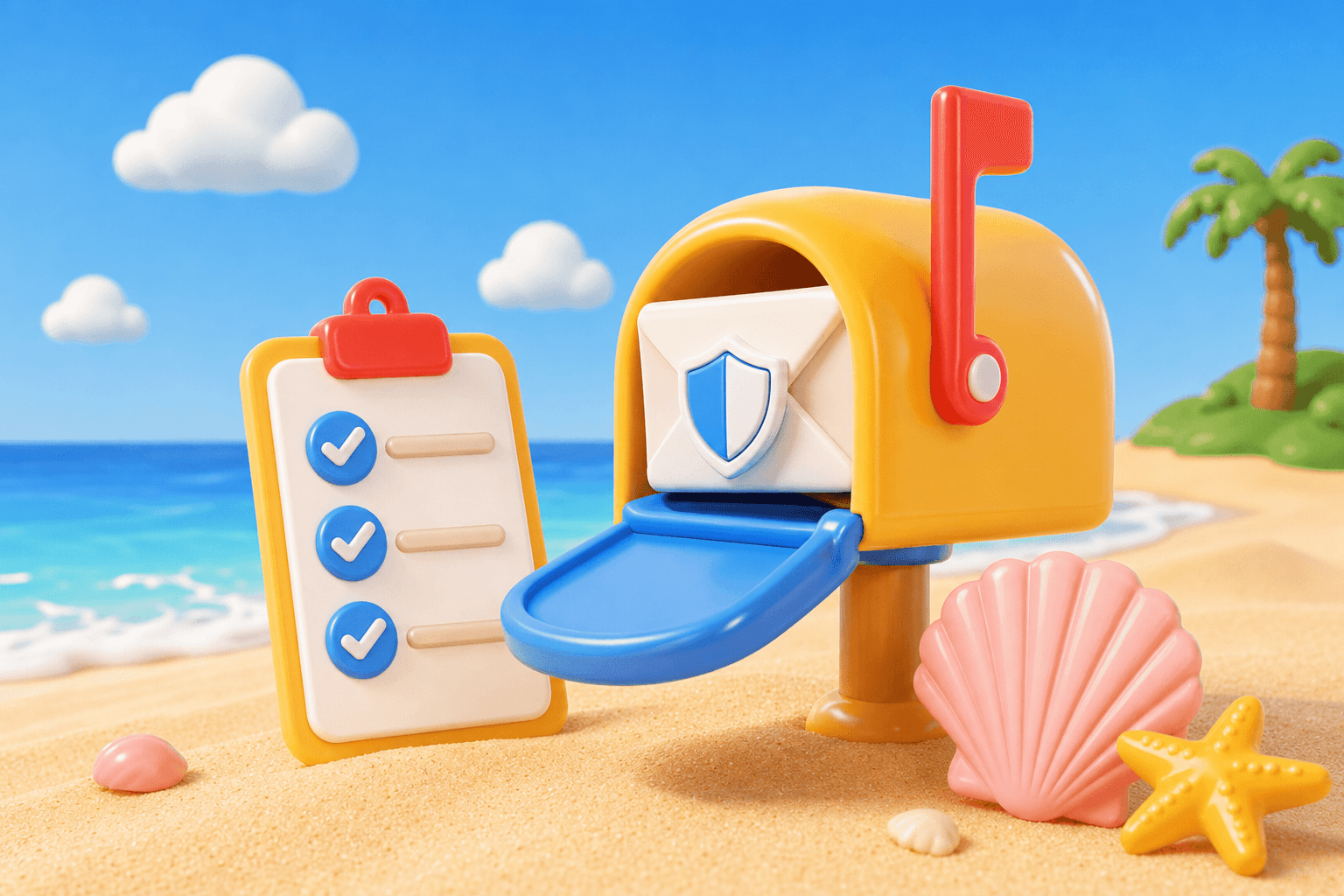 Secure mailbox with verification checklist and privacy shield