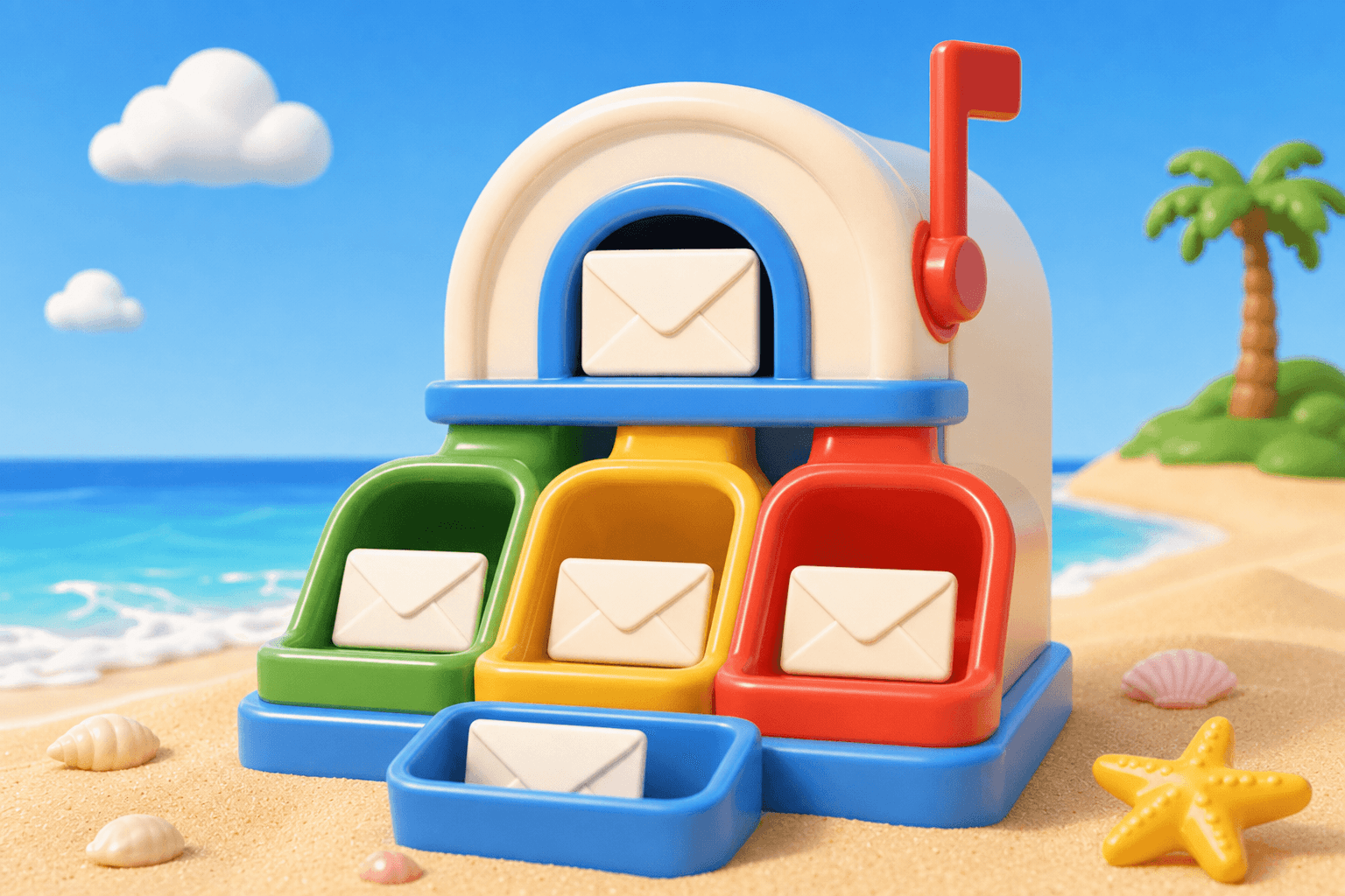 Envelopes sorted through a mailbox checkpoint before reaching an inbox