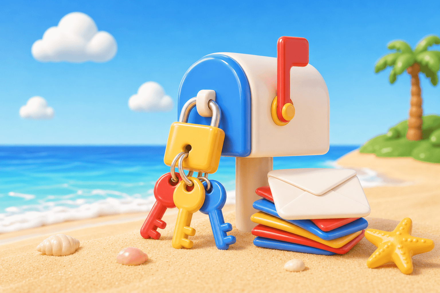 Locked mailbox with DNS keys and outbound envelopes